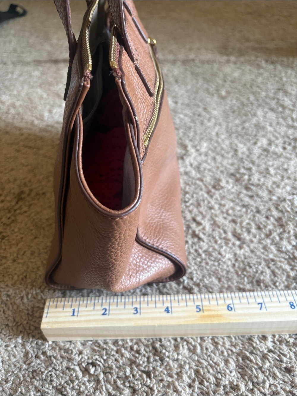 Fossil Tessa satchel Chestnut Brown Pebbled Leather Shoulder Bag - Picture 2 of 16